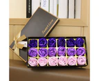 18Pcs/Box Soap Rose Flower Elegant Delicate Texture Nice-looking Floral Scented Bath Soap Rose Gift Box for Valentine's Day Purple