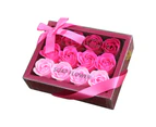 12Pcs Soap Flower Exquisite Romantic Lightweight Flower Soap Rose with Gift Box for Home Pink