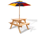 Keezi Kids Wooden Picnic Table Set with Umbrella