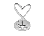 Table Number Holder Delicate Heart Shape Stainless Steel Multi-use Name Card Stand for Wedding Silver Low Type
