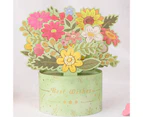 Bouquet Card Realistic Looking Collapsible Paper Attractive Shiny Flower 3D Greeting Card Party Supplies  Green