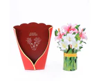 Greeting Card Foldable Exquisite Folding Wide Application Scentless DIY Vivid Paper Rose Flower PopUp Cards for Gift D