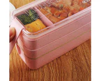 SSSuperA Lunch box Lunch box Bento box Lunch box for children and adults With 3, Pink