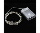 Blue 2M Battery Operated Lights Micro Silver Wire Waterproof Fairy Xmas Party Wedding