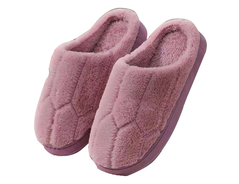 Soft, comfortable, non-slip, warm memory foam home slippers - Lilac rabbit hair