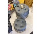 Premium handmade tufted sets of 2 ottomans - charcoal grey