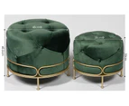 Premium handmade tufted sets of 2 ottomans - emerald green