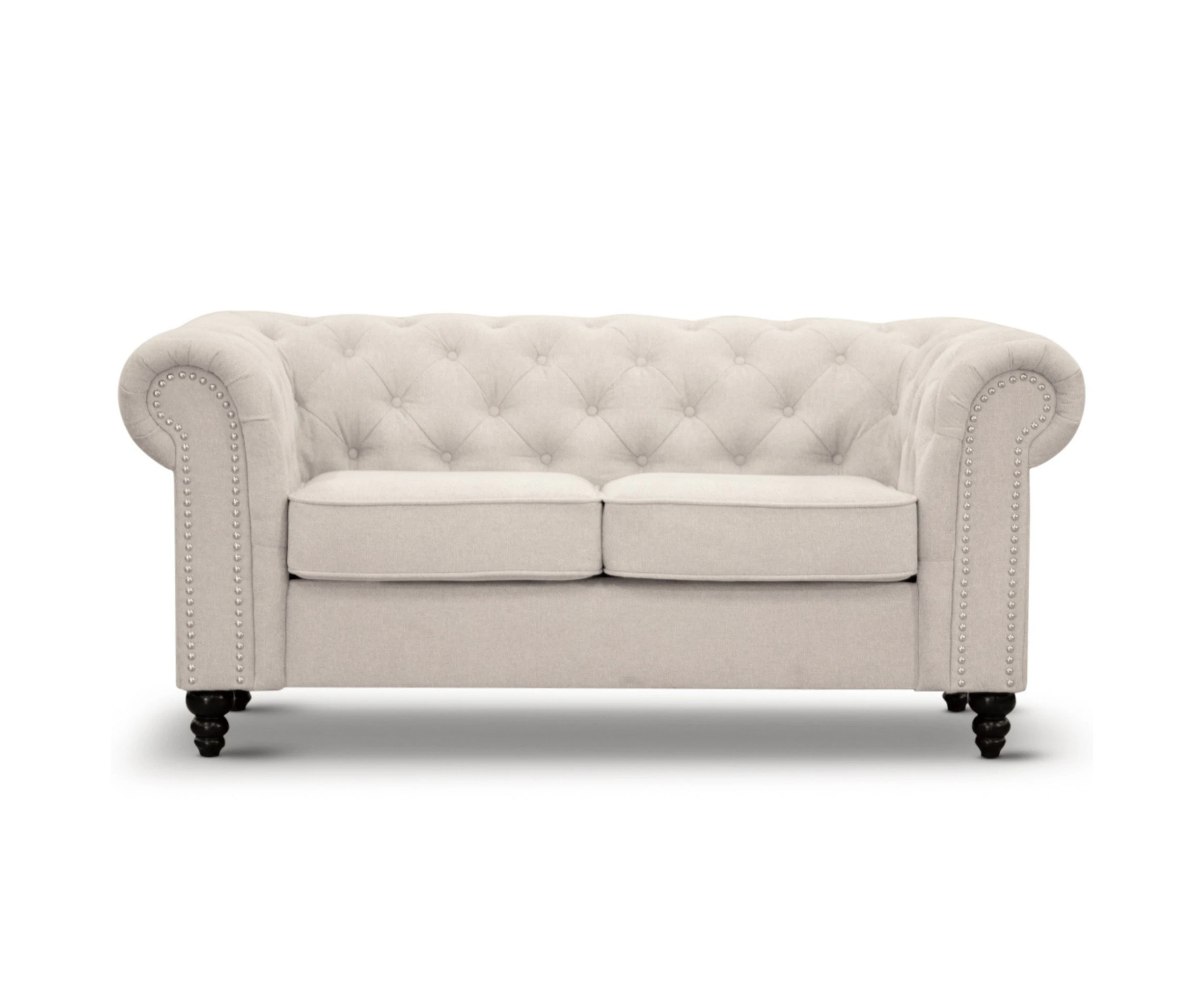 Mellowly 2 Seater Sofa Fabric Uplholstered Chesterfield Lounge Couch - Beige