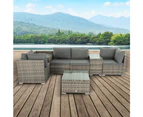 7 Piece Outdoor Patio Furniture Conversation Sofa Set with Storage Corner Grey