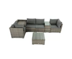 7PC Outdoor Wicker Lounge with Storage Corner (Grey)