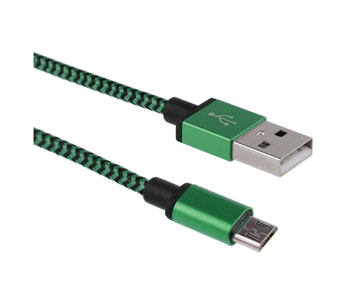 Braided Micro USB Data Cable Sync Charger Cord for Android Samsung Galaxy S5 S6-Green