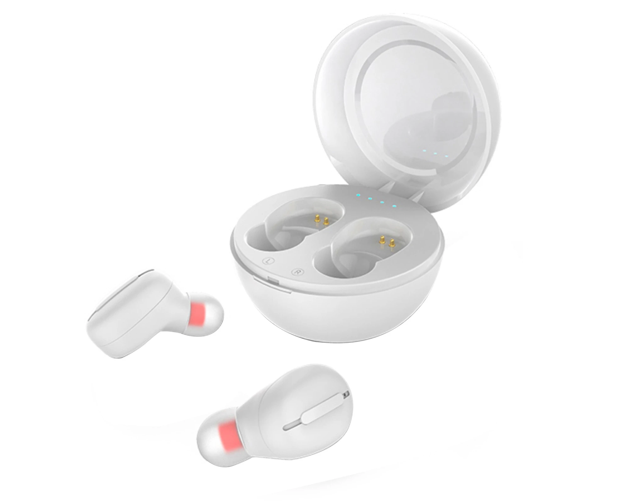 Wireless Earphones Wireless Portable ABS Stereo Sports Bluetooth-compatible Headset for iPhone-White