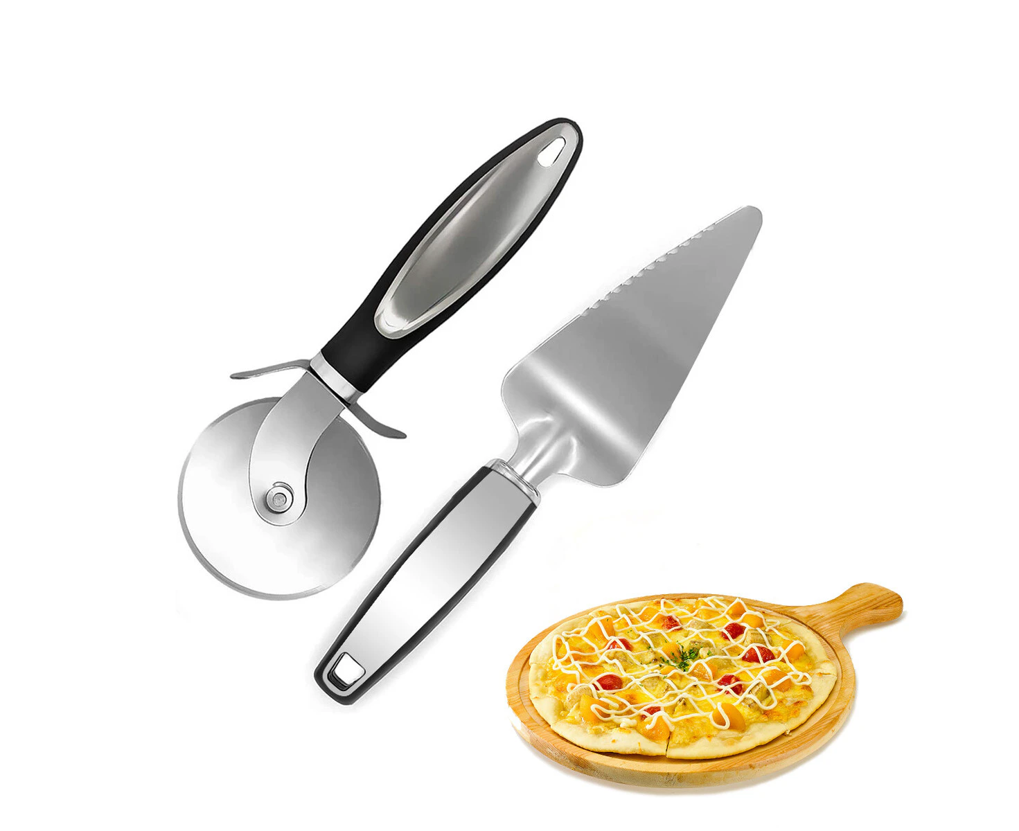 Classic Pizza Cutter Stainless Steel Pizza Cutter Super Sharp Pizza Slicer and Cake Tools for Bead House with Non Slip Handle & Hanging Hole…