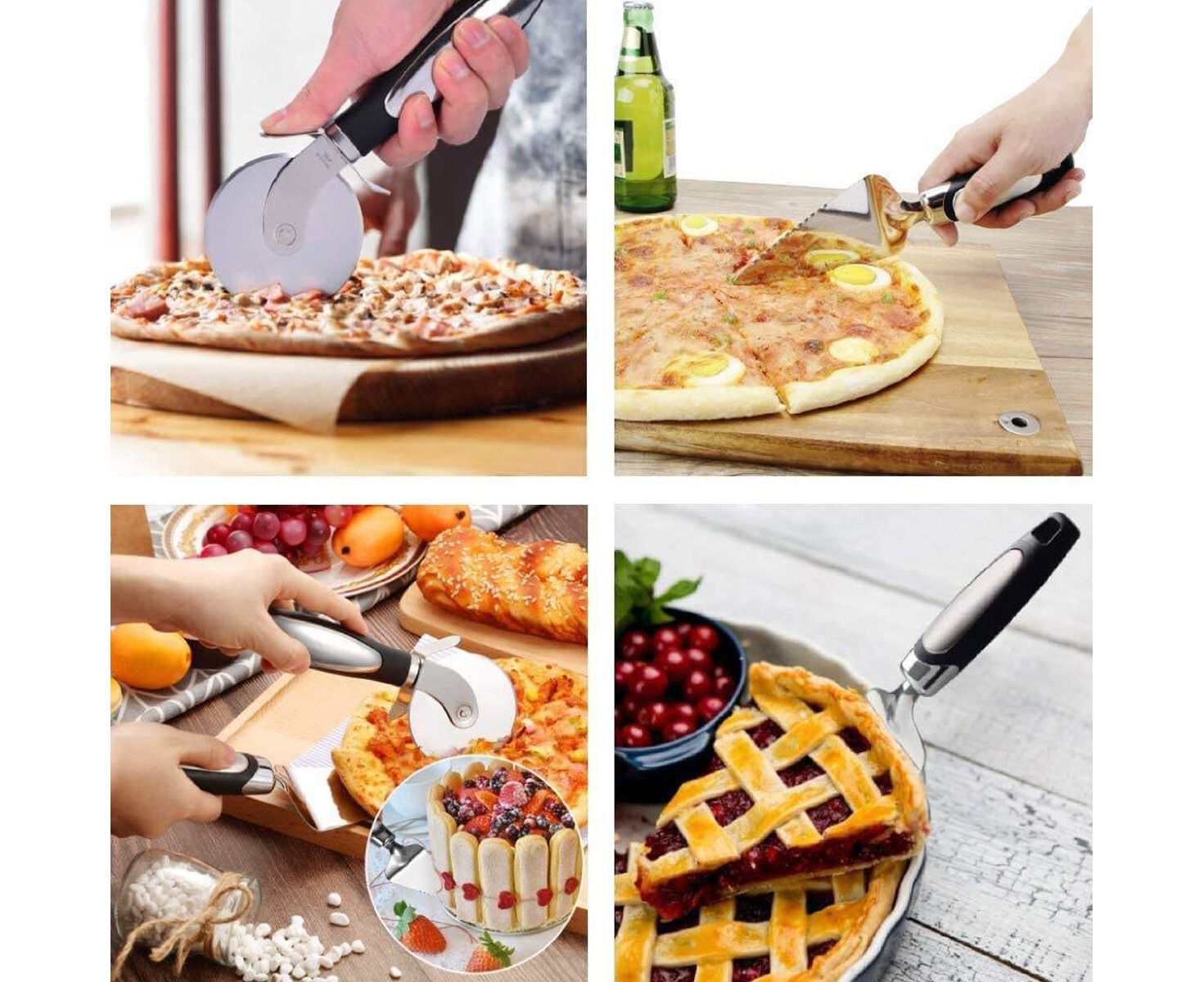 Stainless Steel Pizza Cutter - Pizza Cutter Wheel Slicer with Non Slip  Handle, Super Sharp and Durable Blade Ideal for Pizza, Pies, Waffles and  Dough Cookies - Easy to Use and Clean 