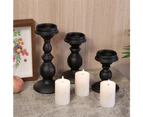 Candle Holder Set of 3,Black Vintage Metal Pillar Candle Holders