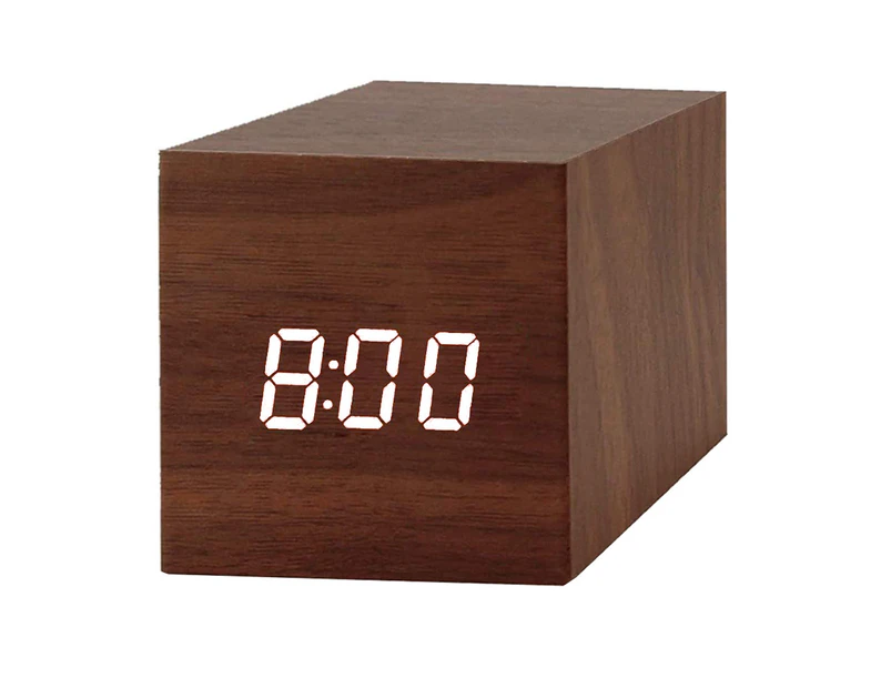 Digital Alarm Clock Wooden Alarm Clock USB/Battery Powered,Cube Clock