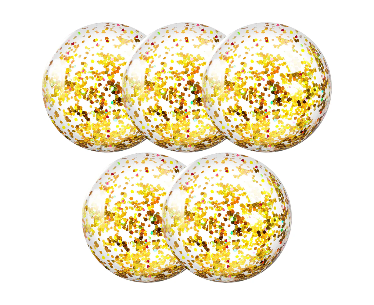 Inflatable Beach Balls,5 Pack,Glitter Pool Ball Floatable Balls