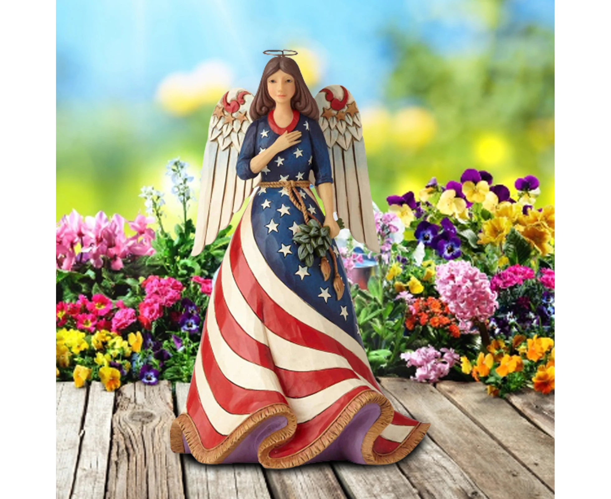 Female Angel Ornament Decorative Nice-looking Beautiful Independence Day Female Angel Resin Craft Decoration for Home-Resin