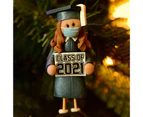 Graduation Ornament Commemorative Face Cover Wearing Bachelor Gown Class 2021 Bachelor Hanging Ornaments for Graduation Party-Blue Resin