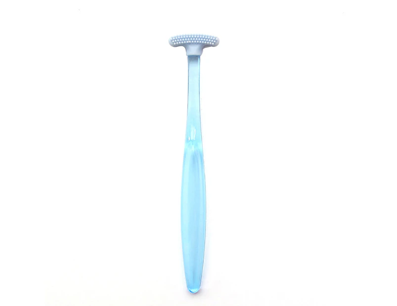 Women Men Rubber Tongue Scraper Cleaner Arc-shaped Manual Oral Cleaning Brush-Blue