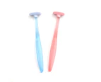 Women Men Rubber Tongue Scraper Cleaner Arc-shaped Manual Oral Cleaning Brush-Pink