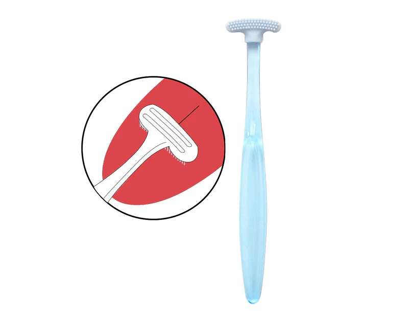 Portable Soft Tongue Scraper Brush Deep Cleaning Odor Remover Oral Health Care-Blue