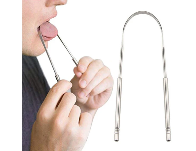 Stainless Steel Tongue Scraper Cleaner Fresh Breath Hygiene Care Cleaning Tool