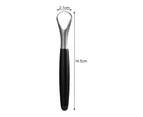 Tongue Scraper Anti-slip Handle Groove Top Double-Sided Cleaning Easy Operating Tongue Cleaning Brush Tools for Unisex-Black