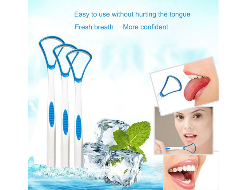 6Pcs/Set Tongue Cleaner Double Side Solid Handle Anti-Slip Surgical Grade Metal Tongue Brush Scraper for Adult