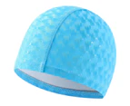 Adult Swim Cap Arc Shape Anti Slip Ear Protection Solid Color Swimming Cap for Pool-Light Blue