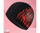Sunscreen Tear-resistant Men Swimming Cap Nylon Cloth Flame Style Ear Protection Swimming Hat Swimming Accessories -Red