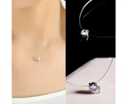 Fashion Shiny Rhinestone Pendant Clear Chain Necklace Women Jewelry Gift-White