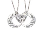 Necklace Casual Decorative Lightweight I Love You to the Moon And Back Mom Daughter Choker for Club-Silver
