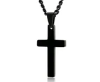Stainless Steel Cross Pendant Men Women Chain Necklace Religious Jewelry Gift-Black