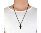 Stainless Steel Cross Pendant Men Women Chain Necklace Religious Jewelry Gift-Black
