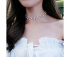 Women Faux Pearl Choker Collar Necklace Clavicle Chain Pendant Jewelry Gift for Wedding Party Club-Golden