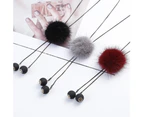 Pompom Tassel Beads Pendant Necklace Women Long Sweater Chain All-match Jewelry-Wine Red