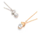 Fashion Cute Pineapple Alloy Stone Pendant Clavicle Chain Necklace Women Gift-Silver+White