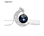 Moon Necklace Shinny Long Chain Simple Inlaid Hollow Moon Pendant for Shopping