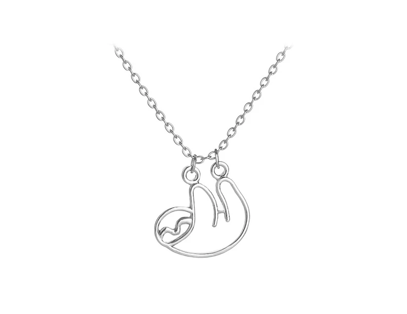 Fashion Hollow Sloths Pendant Animal Jewelry Women's Necklace Birthday Gift-Silver