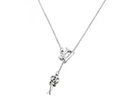 Chic Necklace Scissors Sewing Machine Pendant Charm Chain Party Women Jewelry-Silver