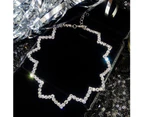Sexy Gothic Wave Choker Necklace Women Cup Chain Shiny Rhinestone Club Jewelry-Silver