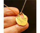 Lovely Cartoon Sloth Pendant Necklace Unisex Jewelry Sweater Long Chain Decor-Golden