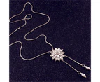 Sweater Chain Snowflake Pendant Attractive Accessories Rhinestone Inlaid Necklace for Women-White