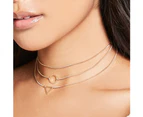 Women Triangle Circular Geometric Collar Choker Necklace Set Chain Jewelry Gift-Silver