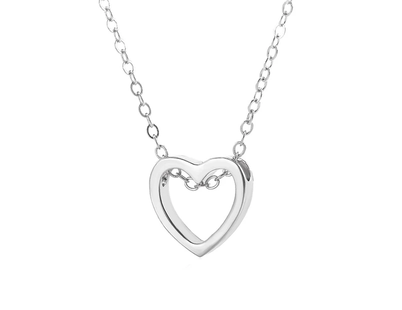 Romantic Loving Heart Pendant Hollow Necklace Party Women Lovers Jewelry Gift-Silver