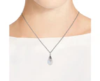 Women Water Drop Teardrop Pendant Necklace Faux Moonstone Chain Party Jewelry-Purple