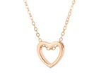 Romantic Loving Heart Pendant Hollow Necklace Party Women Lovers Jewelry Gift-Black