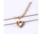 Romantic Loving Heart Pendant Hollow Necklace Party Women Lovers Jewelry Gift-Golden