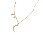 Necklace Moon Star Design Beautiful Alloy Clavicle Chain Jewelry Accessories for Party-Golden